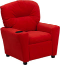 Flash Furniture Chandler Microfiber Kids Recliner with Cup Holder and Safety Recline, Contemporary Reclining Chair for Kids, Supports up to 90 lbs., Red