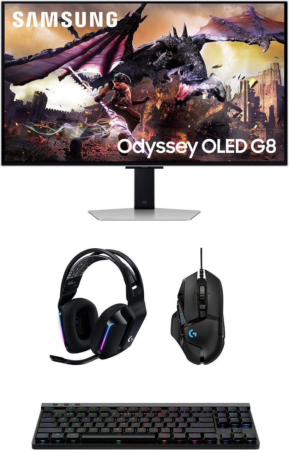 Samsung 32DG8 32' Odyssey G80SD 4k UHD Smart Gaming Monitor with G733 Headset, G515 Keyboard, and G502 Mouse (2024)