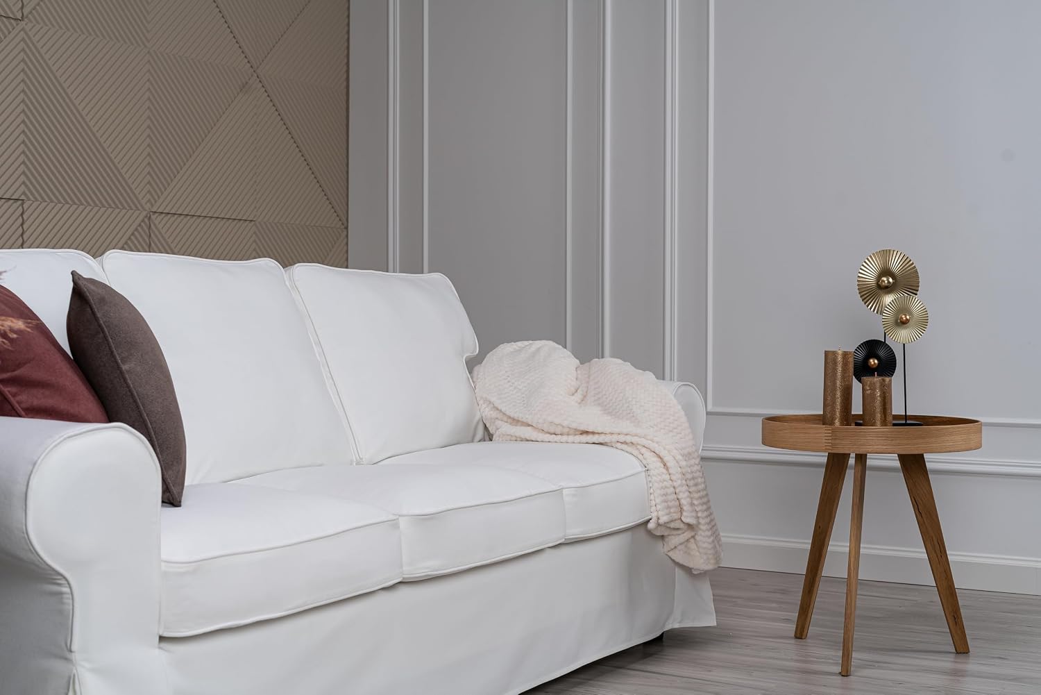 MASTERS OF COVERS Ektorp 3 Seat Sofa Cover Slipcover Replacement Made for The IKEA Ektorp 3 Seat Sofa Cover-(Cool White)-Does NOT fit Ektorp 3.5-seat Sofa NOT fit Uppland Series Sofa