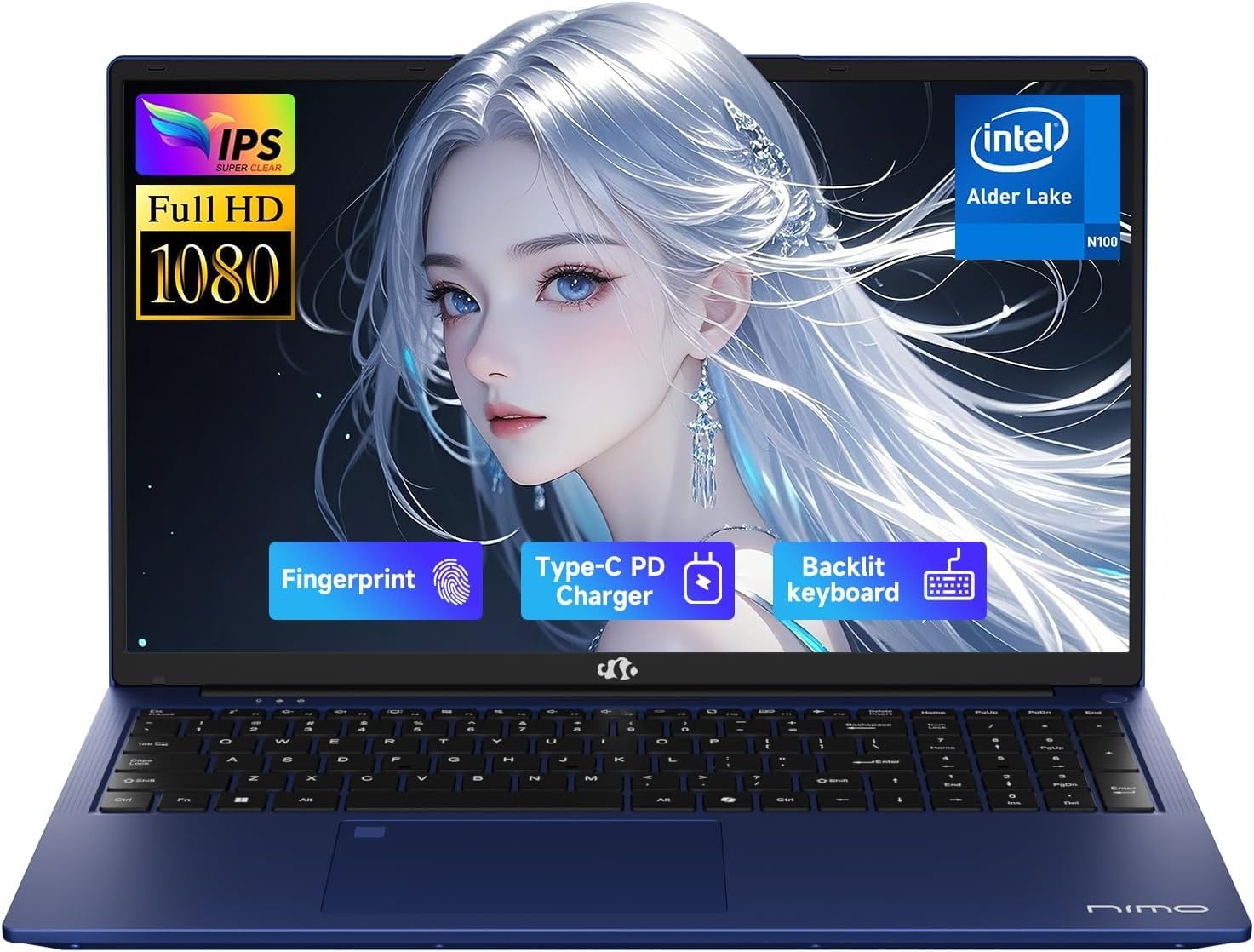 NIMO 17.3' FHD IPS Student-Laptop-Computer - 16GB RAM 1TB SSD, Pentium 4 Cores N100(Beat i3-1115G4, Up to 3.4GHz) 65W Type-C Fingerprint Backlit Keyboard Wi-Fi 6 BT5.2