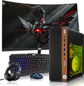 HP Half Dark Gaming PC Desktop Computer – AMD Pro A10-9700,RX 550 Graphics,8GB RAM,256GB SSD,27 Inch Curved Monitor,RGB Keyboard with AI Copilot,Mouse,WiFi,RGB Headphone,Windows 11(Renewed)
