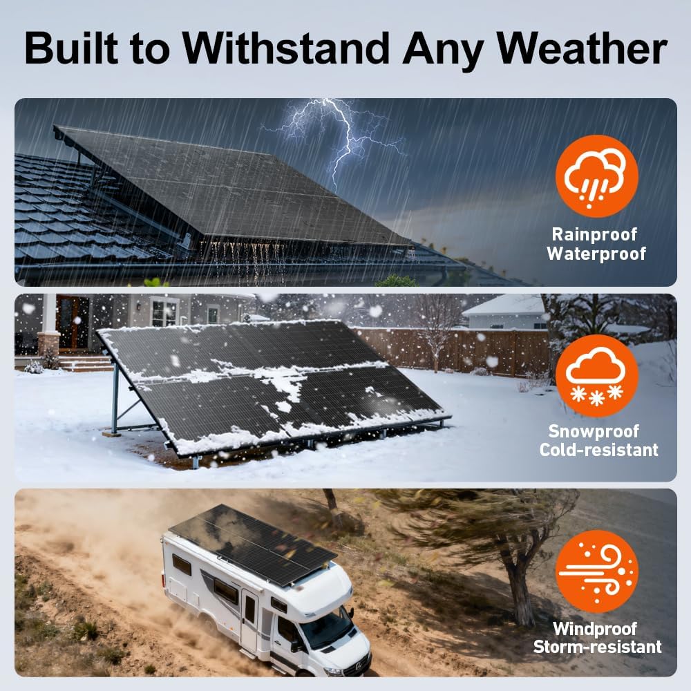 DOKIO Monocrystalline Solar Panel Size 400W 31V for 12/24V Devices, Aluminum Frame, 3m Cable, Pre-Drilled Holes for Yard, Garden, Shed, Off-Grid Power