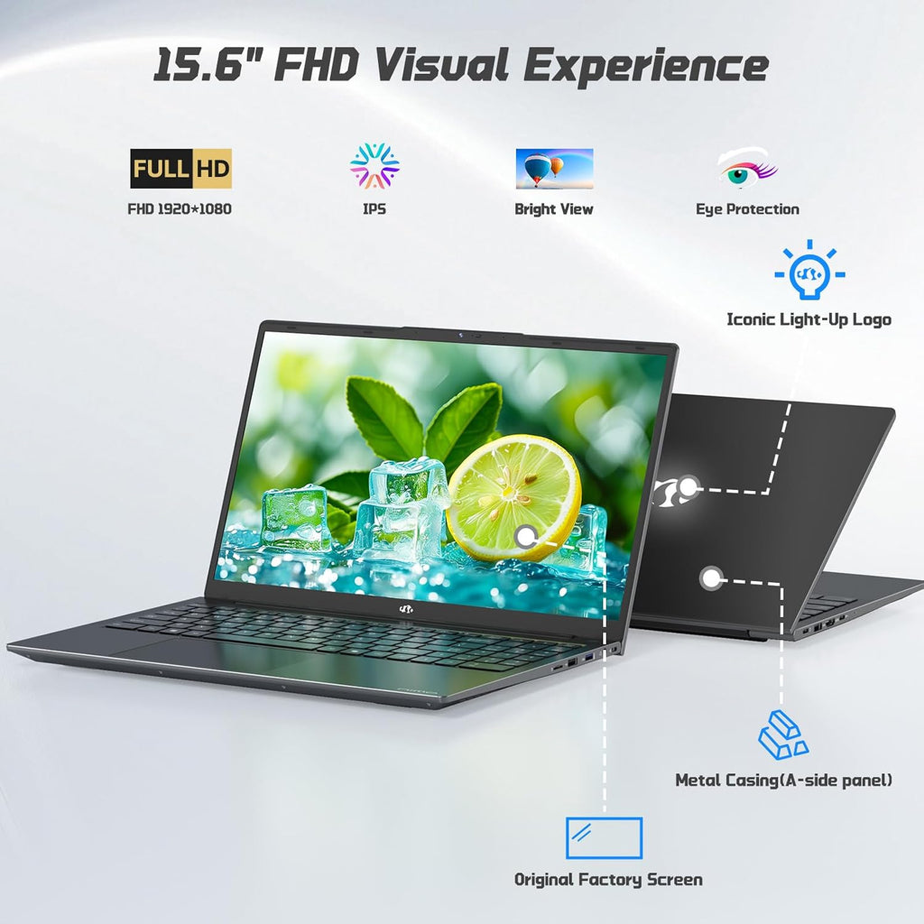 NIMO 15.6' IPS FHD-Student-Laptop, 16GB RAM 512GB SSD Intel N150(Beat to i3-10110U, 4 Cores Up to 3.6GHz) Computer with 2 Years Warranty, 65W Type-C, Fingerprint, Backlit Keyboard, Wi-Fi 6, BT5.2