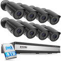 ZOSI 16CH 3K Lite Security Camera System with Audio, AI Human/Vehicle Detection, Night Vision, 8 x 1080P Metal Weatherproof Wired Cameras, 16 Channel Surveillance DVR with 4TB HDD for 24/7 Recording