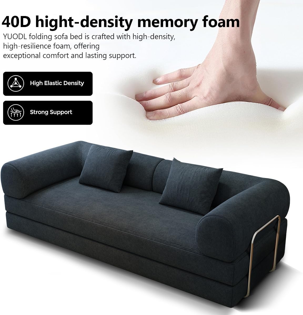 78.8' Modular Sofa Bed - 4-in-1 Convertible Design with Corduroy Fabric and High Density Sponge, Removable Cover and Fixed Frame