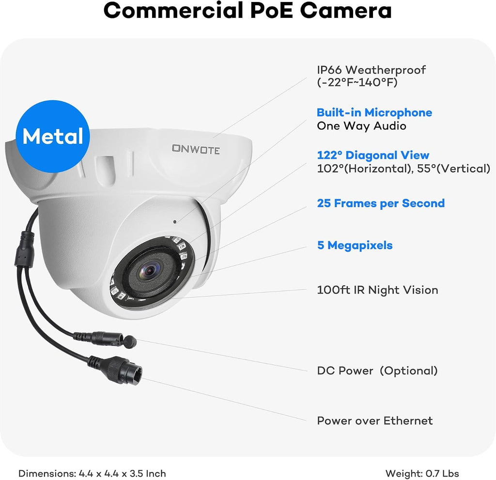ONWOTE 12MP 32 Channel Security Camera System PoE, AcuSearch, AI Human Vehicle Detection, 20x 5MP Outdoor Audio PoE IP Cameras, 32CH 6K 4K Commercial NVR 8TB, 4 HDD Ports Support 40TB, Business CCTV