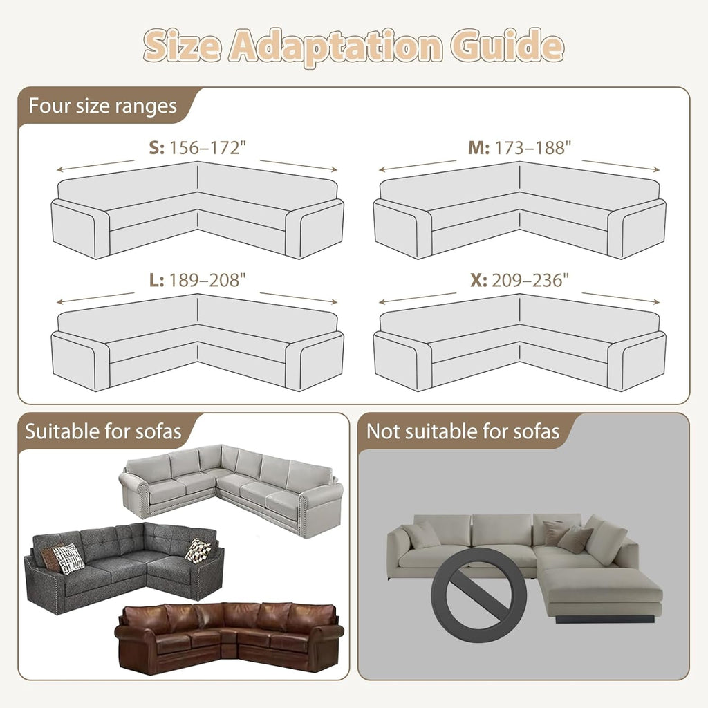 L Shape Sectional Couch Covers 1-Piece Stretch Corner Couch Covers Sofa Cover Non Slip Washable Sofa Slipcovers Soft Fleece Furniture Protector for Dogs Pet (X-Large, Ash Gray)