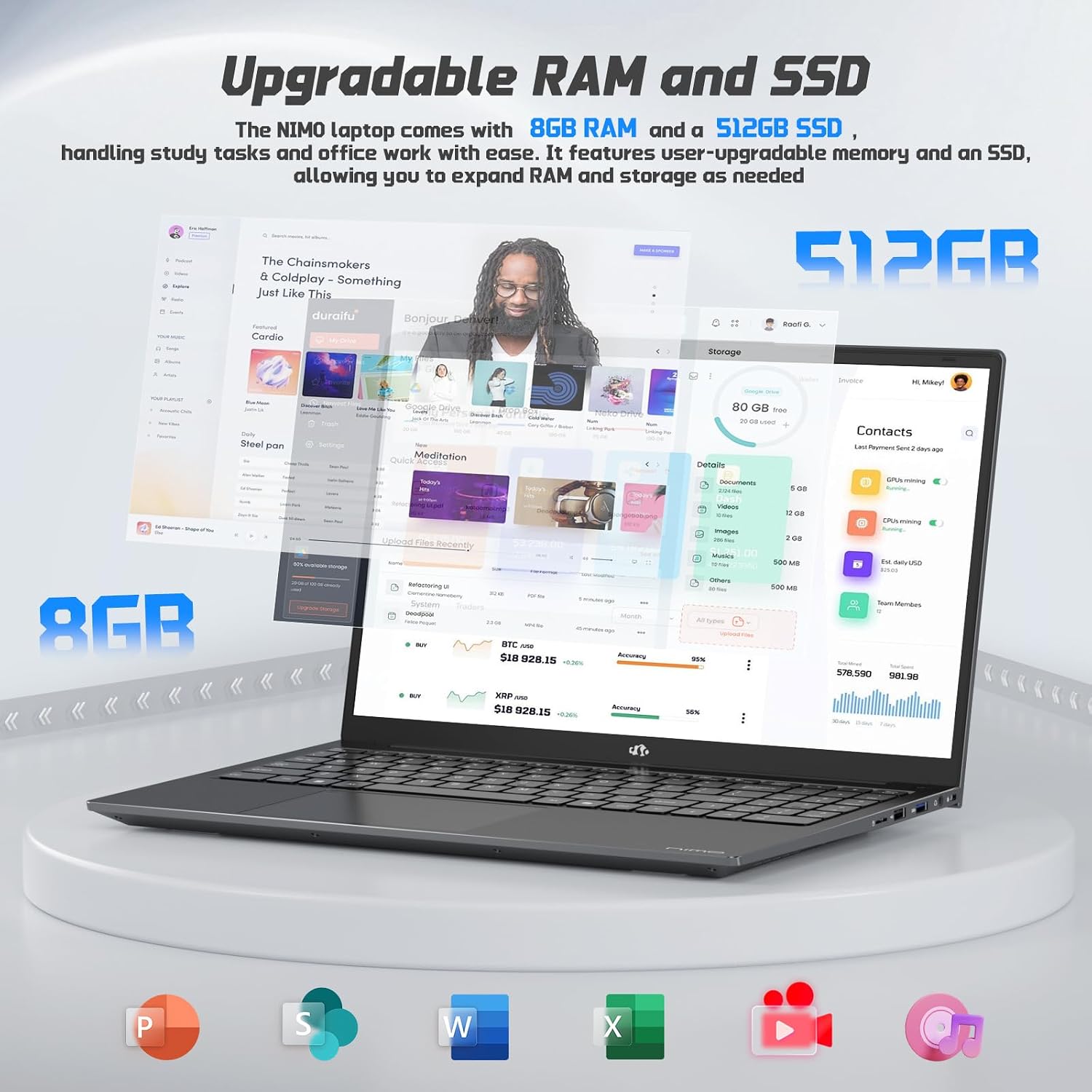 NIMO 15.6' Student Laptop, 8GB RAM 512GB SSD Intel Pentium N150 (Beat i3-1115G4, 4-Core Up to 3.4GHz), FHD Laptop with Backlit Keyboard 65W GaN Type-C Fingerprint, for Business and College Students