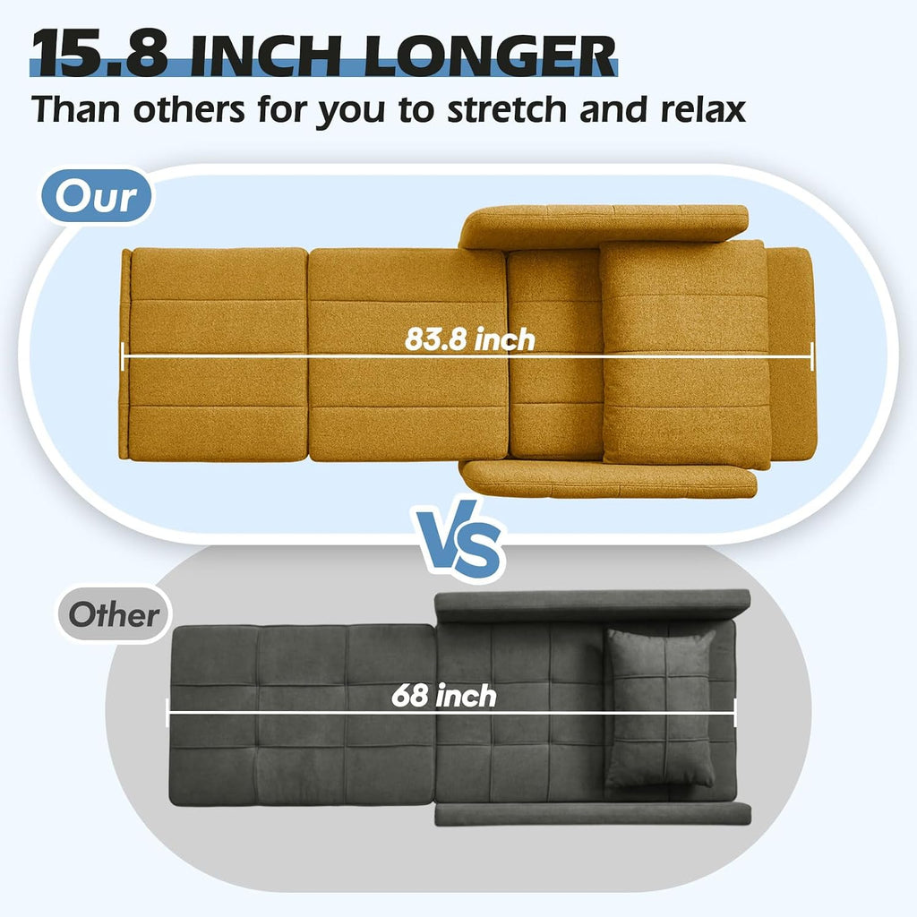 ZZW Sleeper Chair 84' Extra Long Convertible Chair Bed Upgraded 3-in-1 to 4-in-1 Pull Out Chair & Single Sofa Bed for Adult Sleeping Chairs for Living Room & Small Space