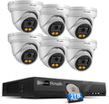 5MP NVR Security Camera System, 6PCS Wired 5MP IP Surveillance Dome Turret Cameras with Person Detection, Smart Dual Lights Color Night Vision, 4K 8 Channel PoE NVR 2TB HDD, PD93BA0608-5MDF
