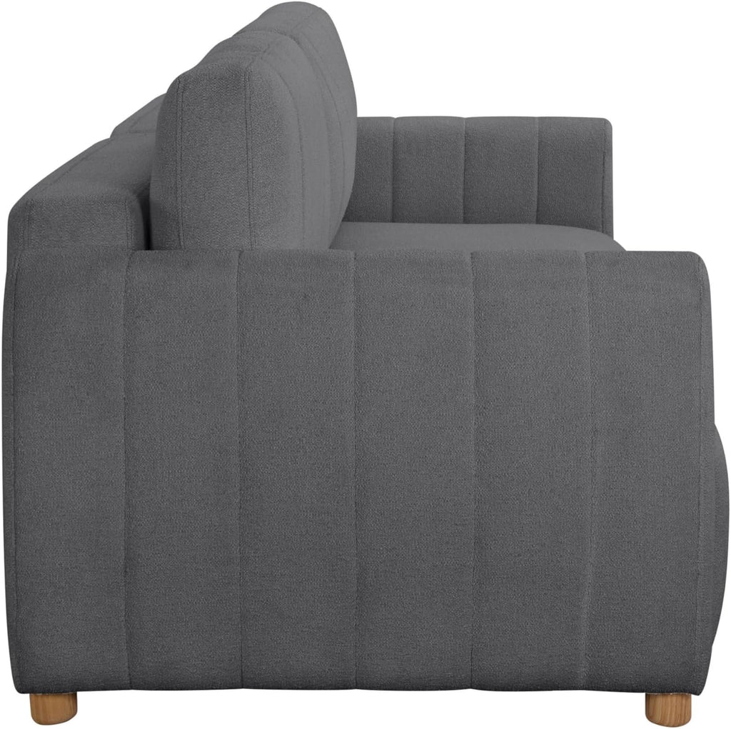 Serta Galway 91.7' Convertible Sleeper Sofa, Queen Size, Wall-Hugging Dreamglide Mechanism, Dreamcoil Comfort, Boucle Fabric, Charcoal