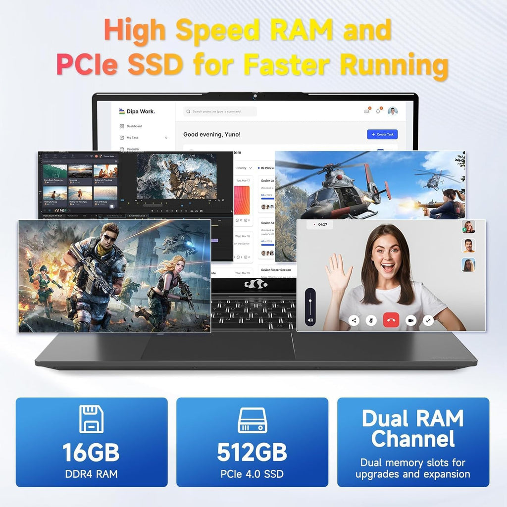 NIMO 15.6 FHD-IPS-Business-Laptop 16GB RAM 1TB SSD 12th Gen Intel Core i3-1215U (6-Cores Up to 4.4GHz Beat i5-1135G7) Fingerprint, Computer with Backlit Keyboard Wi-Fi 6 Win 11 Gray
