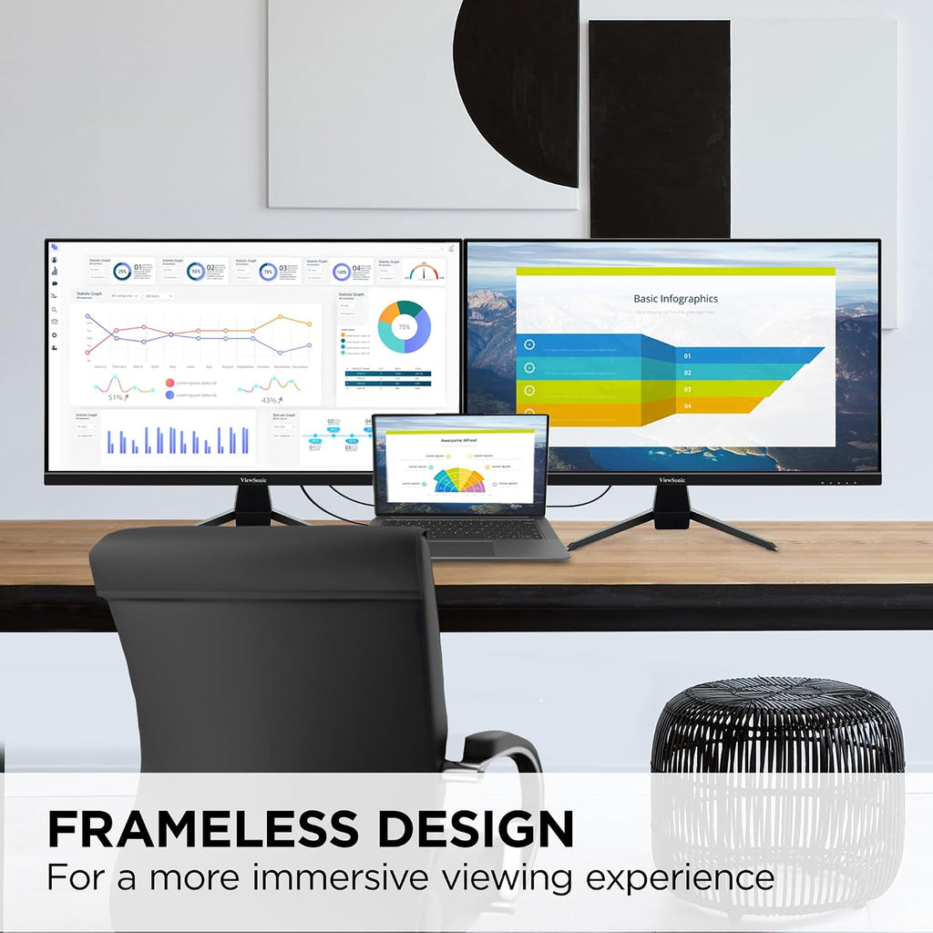 ViewSonic VX2767U-2K 27 Inch 1440p Monitor, IPS Display with 65W USB-C and HDR10 for Ultimate Home Entertainment, Eye Care Technology, Ultra-Thin Bezels, HDMI, and DisplayPort Inputs