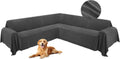 HDCAXKJ Corner Sectional Couch Covers for Dogs L Shape Sofa Cover with Tassel Chenille Super Soft Non Slip U Shaped Couch Cover Blanket Washable Sectional Slipcover Protector (Dark Gray, 91x276 inch)