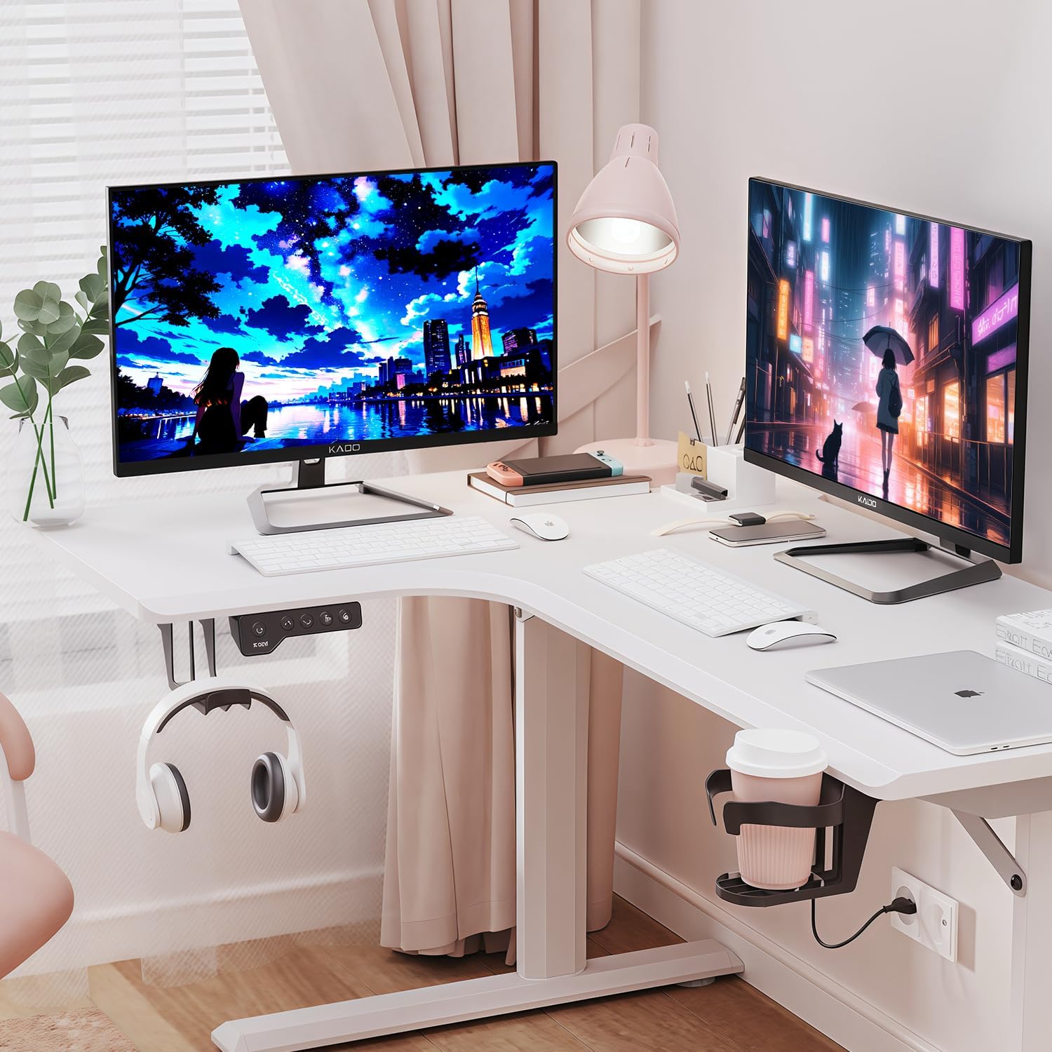 Kado Dual Monitor Setup - 2-Pack 27' 4K UHD Computer Monitor 3840x2160 70Hz VESA Mount HDMI DisplayPort Office Gaming Hybrid Built-in Speakers (U27X Dual Series)