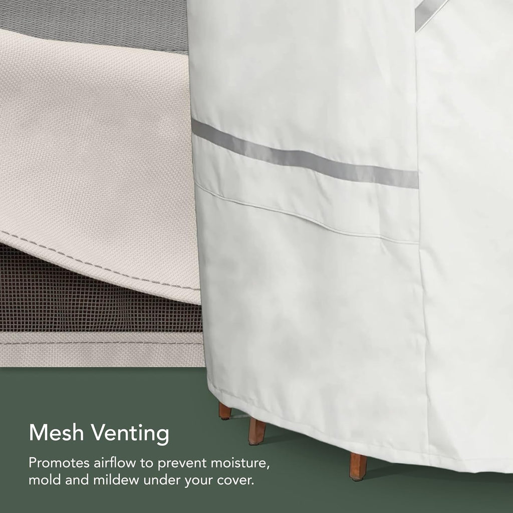 Covermates Prestige Outdoor Patio Sofa Cover – Water-Resistant 900D Polyester, Rot-Resistant Double-Stitched Seams, Auto-Locking Drawcord, Mesh Vents & Buckle Straps, 48W x 26D x 34H, Stone