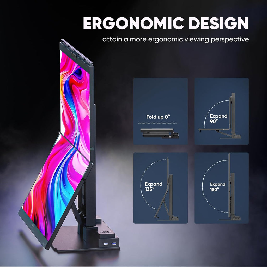 MP Mobile Pixels Geminos X (2 x 24 inch) Dual Stacked Computer Monitor, All-Inclusive Workstation, 65W USB-C Charging 2K Bottom Touchscreen, 1080P Webcam&Speakers, USB-A/USB-C/HDMI, Ergo Design
