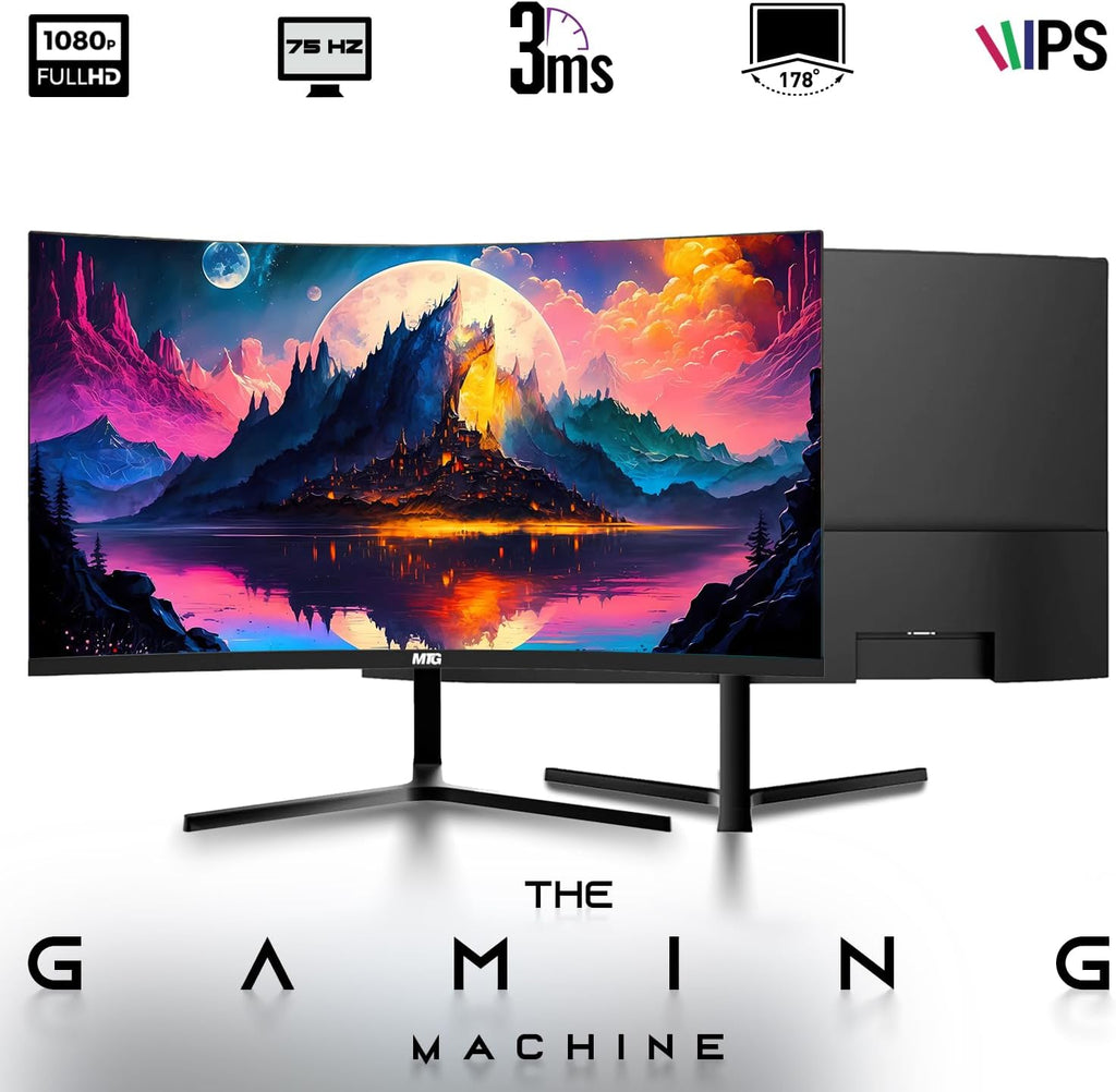 HP Dark Single Premium Desktop Computer PC – AMD Processor,16GB RAM,512GB SSD,24 Inch Curved Monitor,RGB Keyboard with AI Copilot Key and Mouse,RGB Soundbar,Windows 11(Renewed)