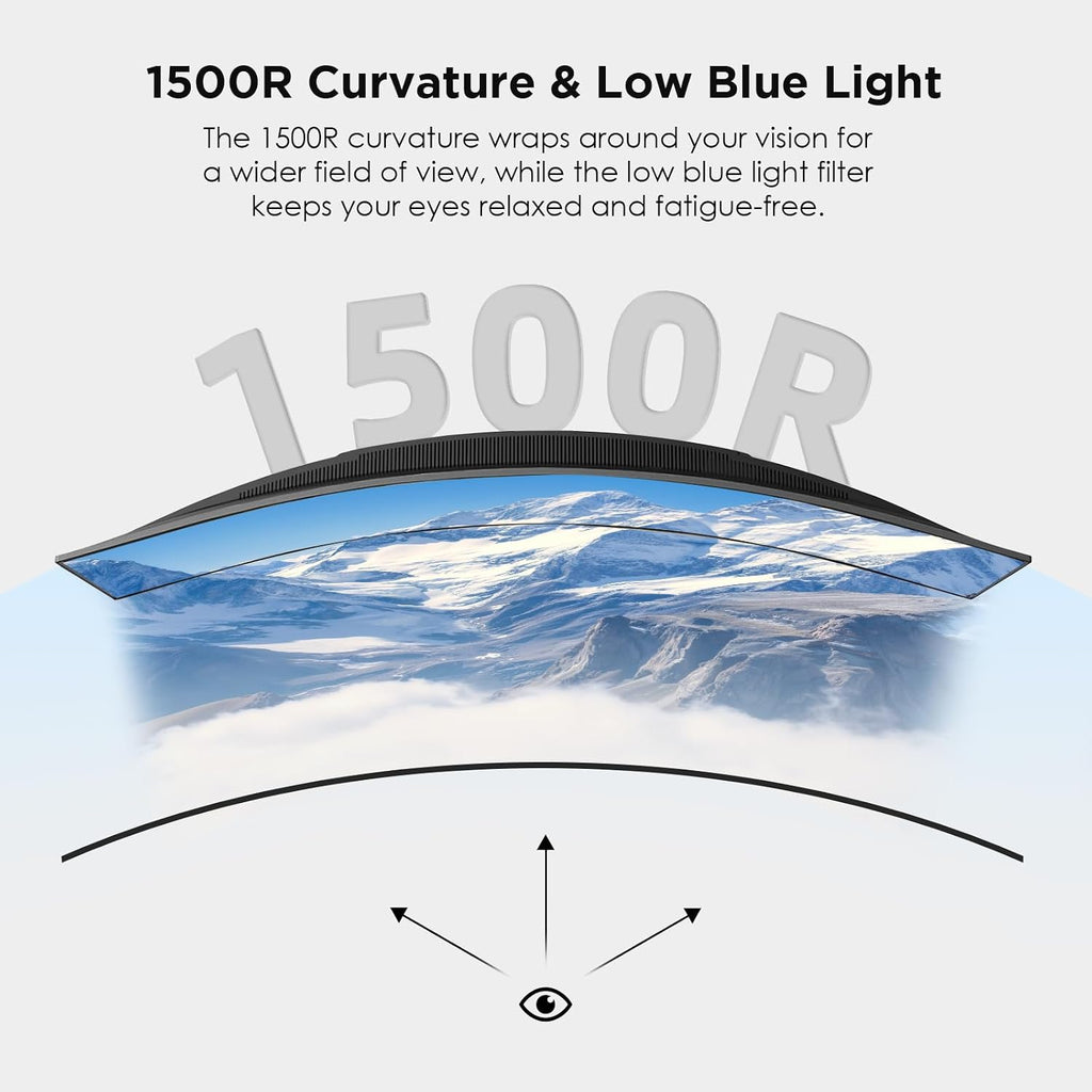 49 Inch Ultrawide Curved Gaming Monitor, 5K Display Dual QHD 5120x1440, 165Hz 1ms, 1500R VA Large Curved Monitor for Mac & Work, with FreeSync G-Sync Compatible, HDMI/DP Ports, Blue Light Filter, VESA