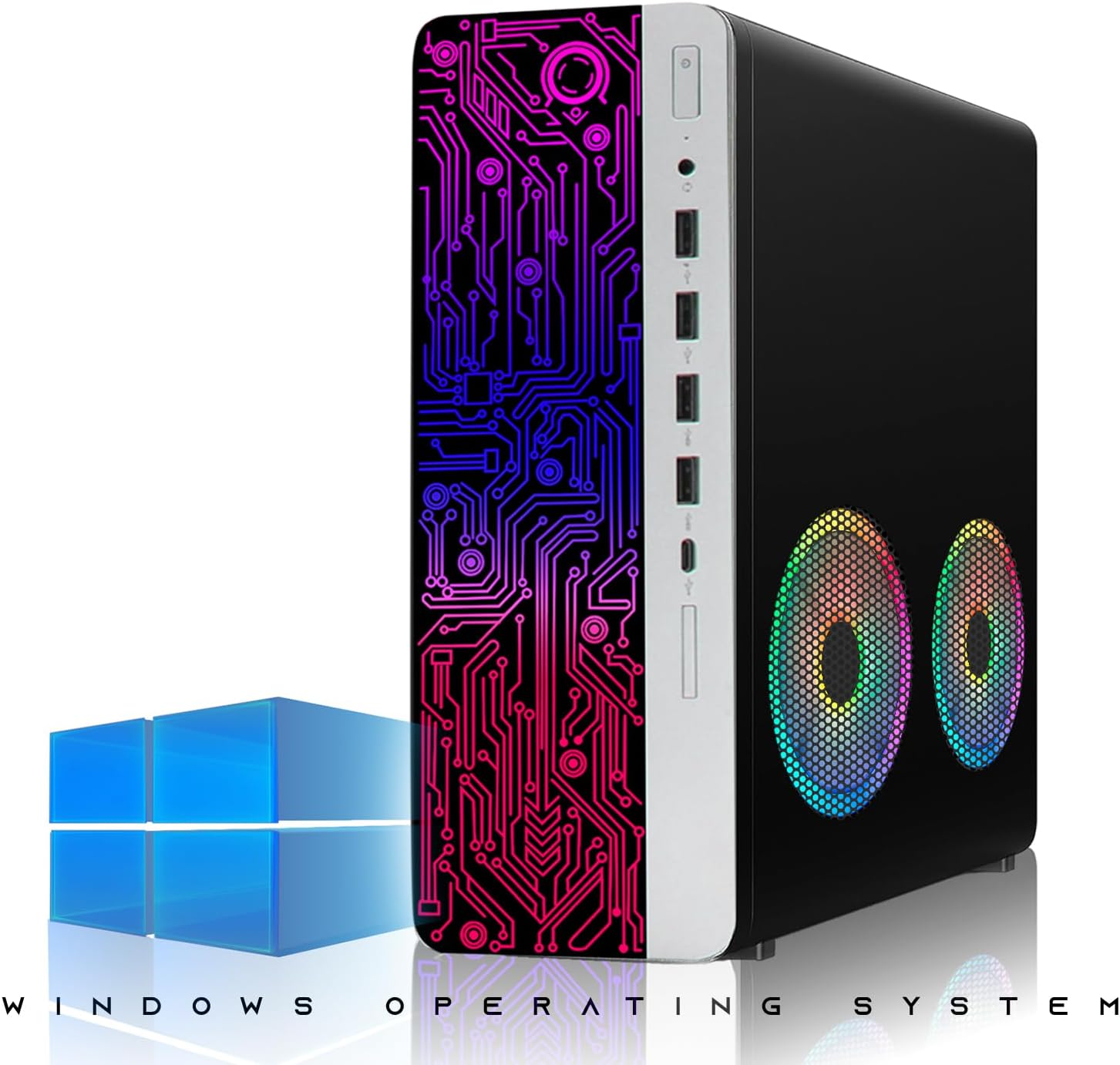 HP Gaming PC Desktop Computer – AMD Pro A10-9700,RX 550 Graphics,8GB RAM,1TB SSD,Dual 27 Inch Curved Monitor,RGB Keyboard with AI Copilot,Mouse,2X ARGB Fan WiFi,RGB Headphone,Windows 11(Renewed)
