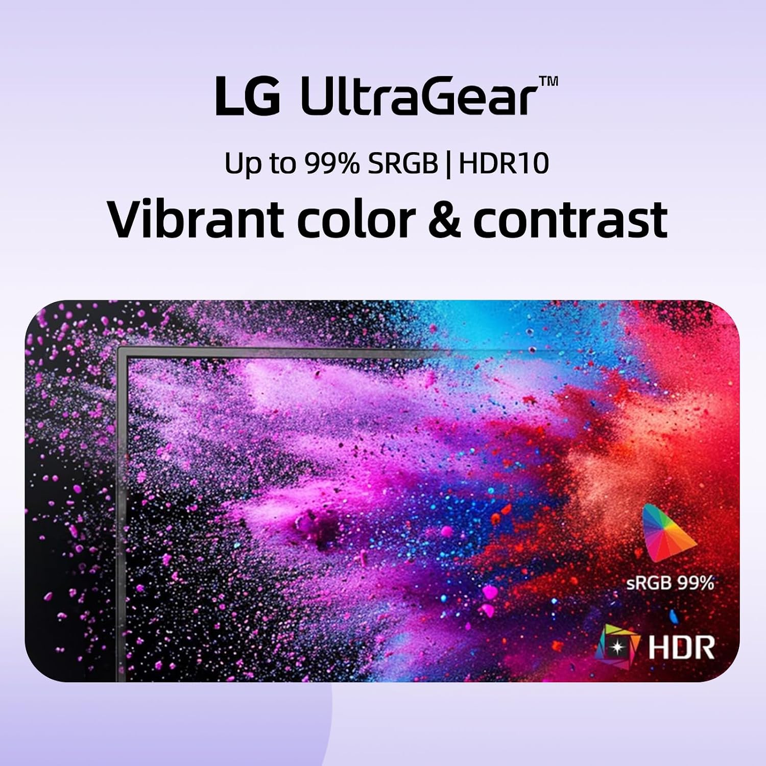 LG 24' Ultragear FHD Gaming Monitor, IPS Display, 144Hz Refresh Rate, 1ms MBR, HDR10, 99% sRGB, NVIDIA G-SYNC Compatible, AMD FreeSync, HDMI, DisplayPort, VESA Mountable, Ultra-Slim Bezel, Tilt, Black