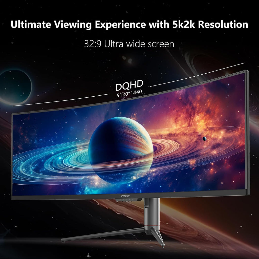 INNOCN 49' 240Hz Curved Monitor Ultrawide Gaming QHD 5120 x 1440P Computer Monitor, R1800, 99% sRGB, HDR400, USB Type C, DisplayPort, HDMI, Built-in Speakers, Height/Tilt Adjustable - 49C1S