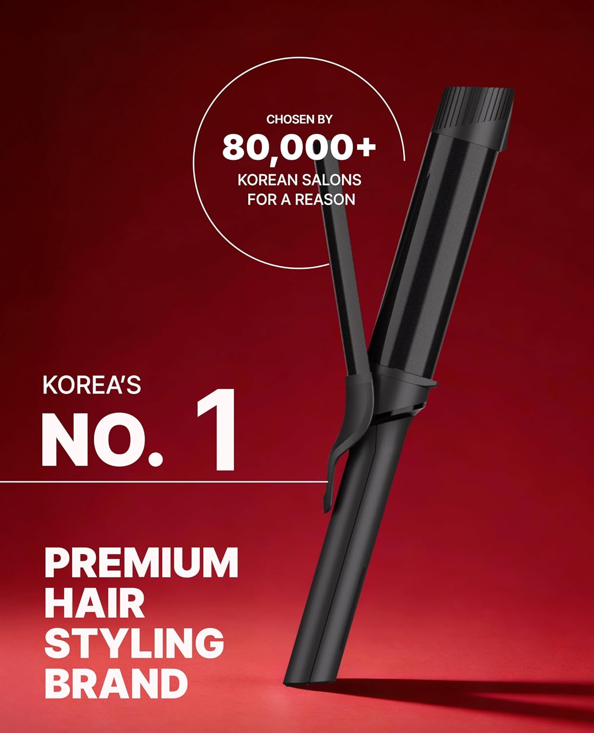GLAMPALM GlamMuse 1 1/4' | Ceramic Curling Iron Infused with Vita-C, Salon Results with Less Heat Damage, Trusted by K-Pop Hair Stylists, Long Barrel Hair Curler for Women, Dual Voltage | GP628