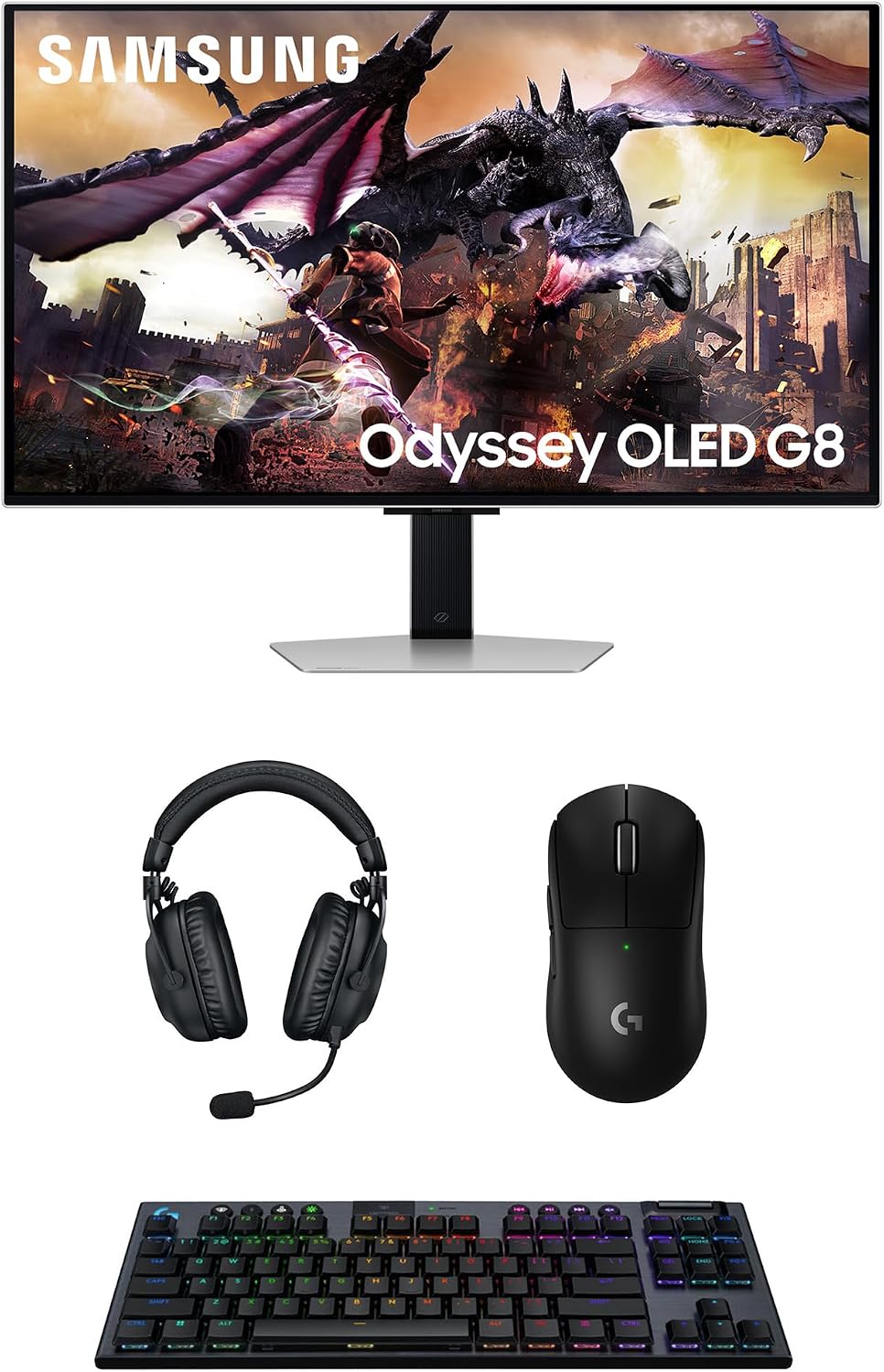 Samsung 32DG8 32' Odyssey G80SD 4k UHD Smart Gaming Monitor with PRO-X-2-LIGHTSPEED Headset, G915 Keyboard, and PRO-X-2-SUPERLIGHT Mouse (2024)