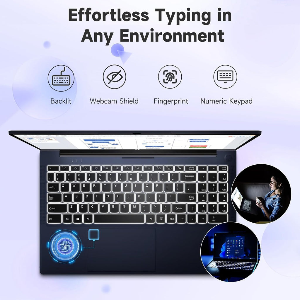 NIMO 15.6' FHD IPS Student-Laptop-Computer - Intel Core i3-1215U(Beat i5-1135G7, 6 Cores Up to 4.4GHz), 16GB RAM 256GB SSD, 65W Type-C, 2 Years Warranty, Fingerprint, Backlit Keyboard, Wi-Fi 6, BT5.2