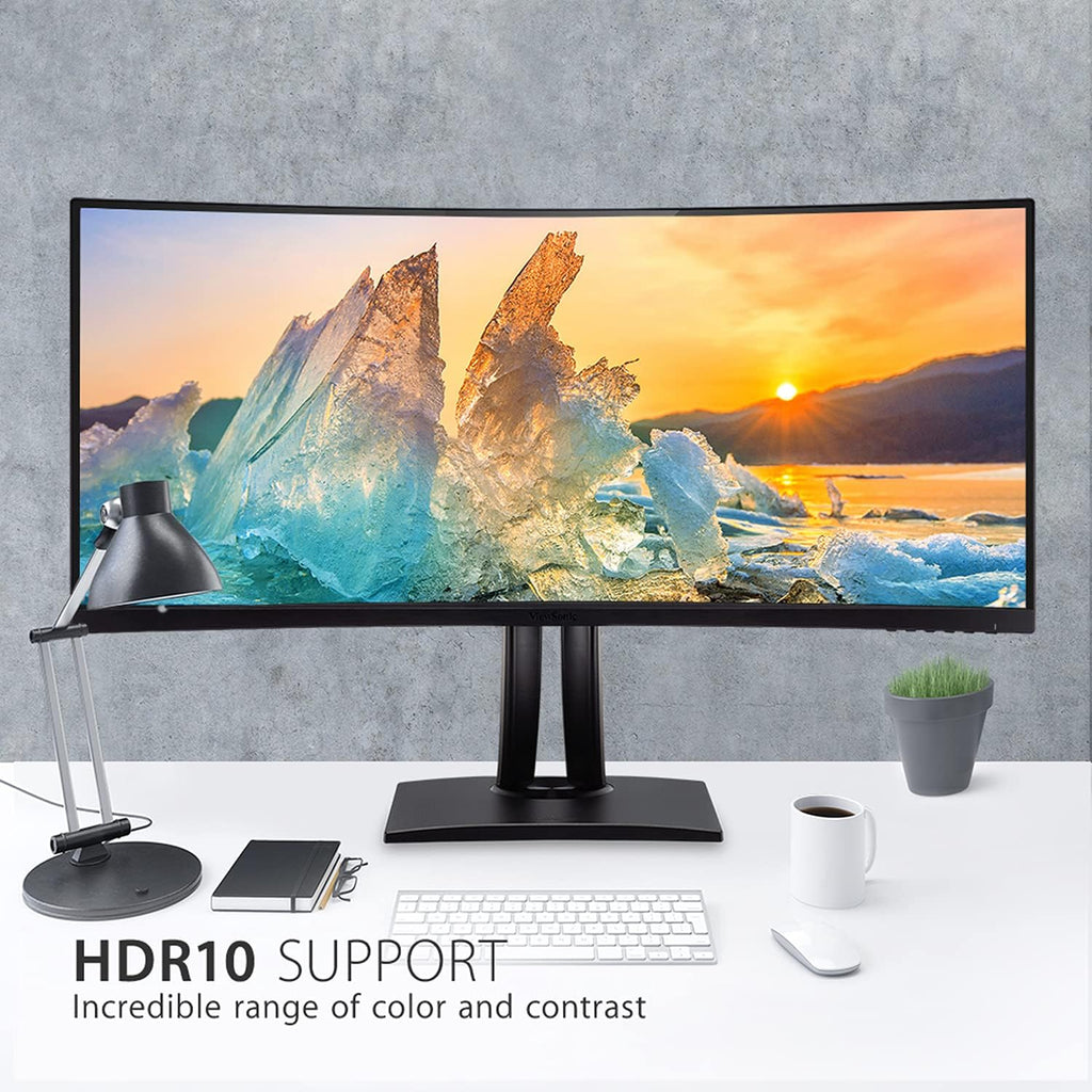 ViewSonic VP3881A 38 Inch WQHD+ ColorPro Monitor, Curved IPS with 100% sRGB and Pantone Validated for Professional Graphic Design, Advanced Ergonomics, 90W USB-C, HDMI, and DisplayPort