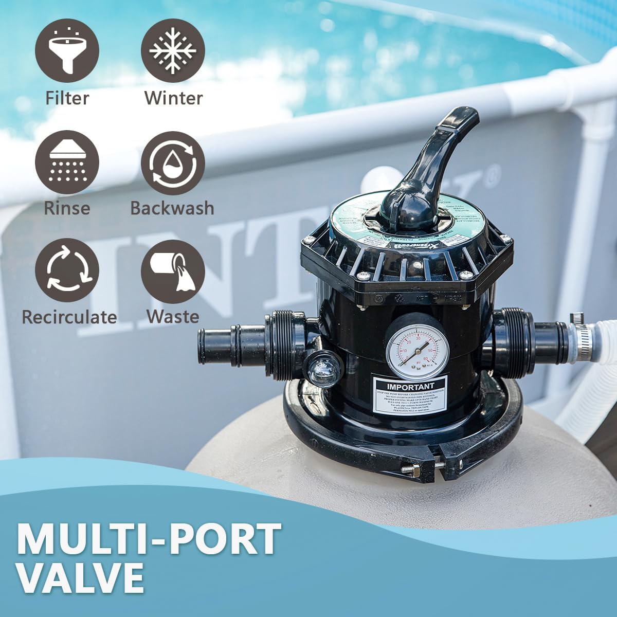 XtremepowerUS 19' Sand Filter 1.5HP Pump 4500 GPH Swimming Pumps System & Filters Combo Set Multi-Port Valve, for Domestic and Commercial Pools up to 18,000 Gallons Pool