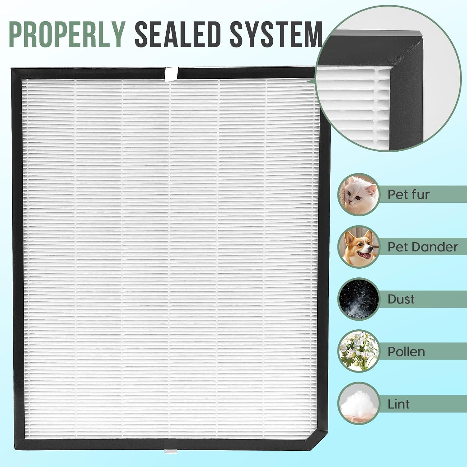 AD3500 Air Purifier Filters Replacement Set Compatible with AD3500 AD3000 2500i (2 High-Efficiency Filter, 2 Carbon Filters and 6 Pre-Filters) 10Pack Filter
