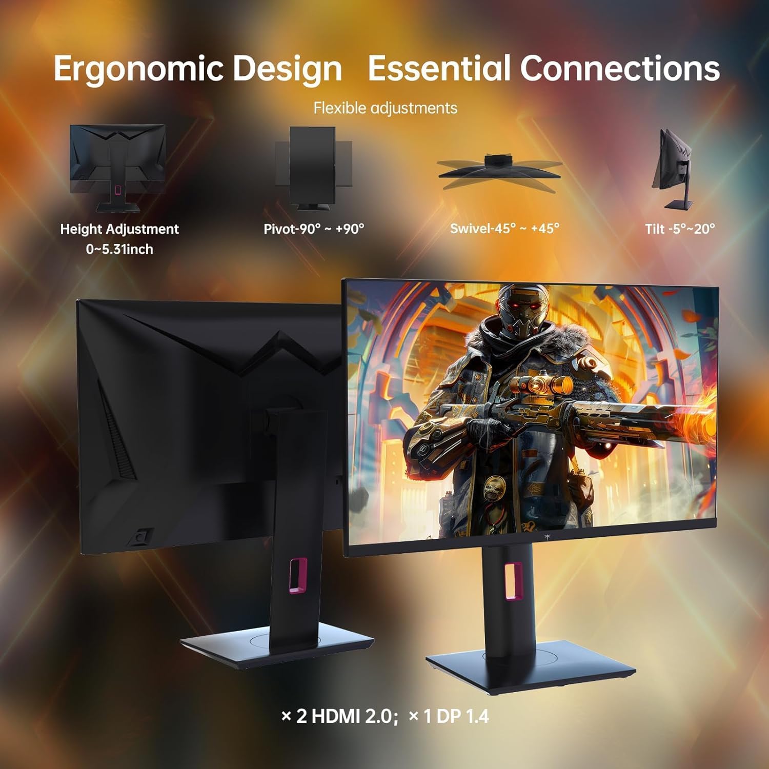 KTC 27 inch Gaming Monitor 240Hz Monitor 111% sRGB Height Tilt Swivel Pivot FreeSync IPS FHD(1920 x 1080) DMI 2.0 DP 1.4 Frameless, Xbox PS5 Switch