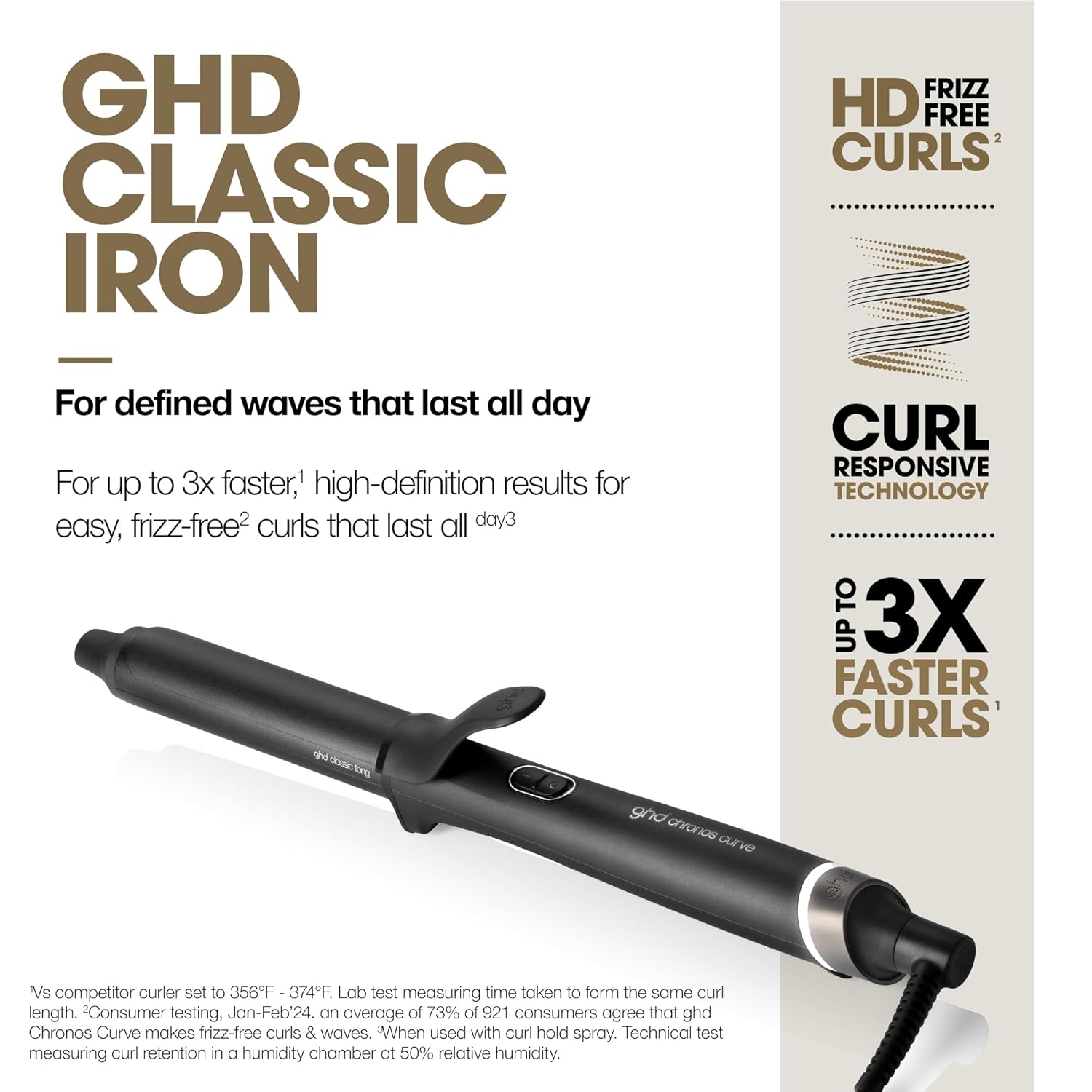 ghd Chronos Curve Curling Irons and Wands - Frizz-Free Curls with Responsive Technology & Automatic Sleep Mode
