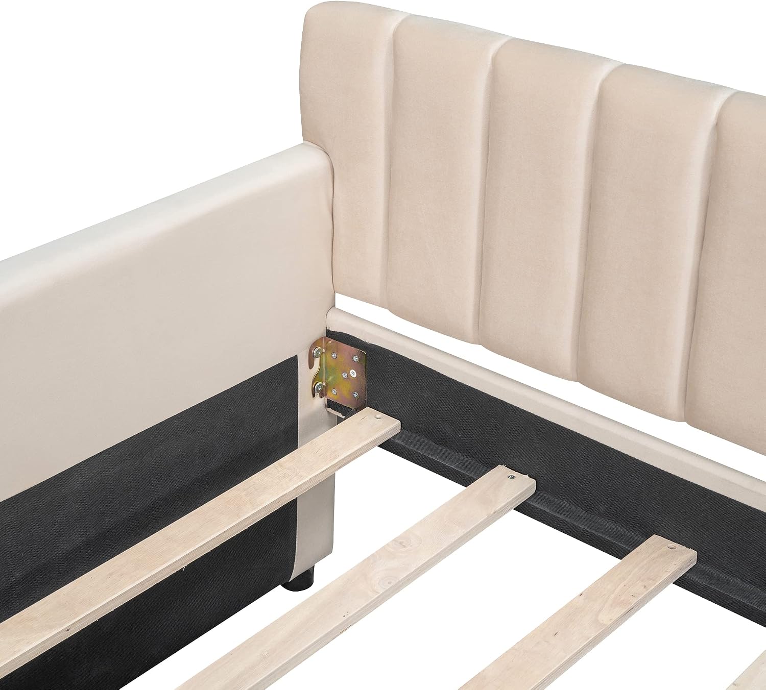 Merax Upholstered Daybed with 2 Drawers, Twin Size Bed Frame with Storage and Wood Slat Support, Beige