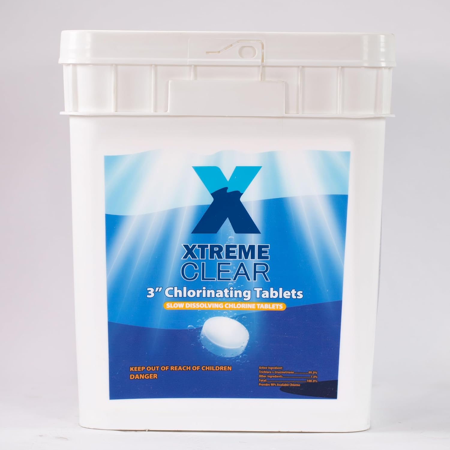 XtremeClear 45lbs Chlorine Tablets, 3' Swimming Pool & Spa Chlorine Tablets Long-Lasting, Slow Dissolving, Chlorine Tabs 3 Inch Tablets Bucket