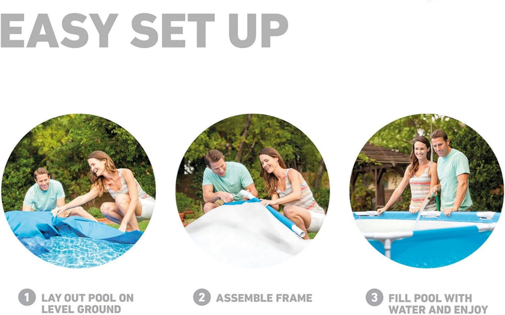 Intex 28206EH Large Round Above Ground Swimming Pool with Reinforced Sidewalls and Metal Frame for Backyard or Outdoor Use, 10 Foot by 30 Inch