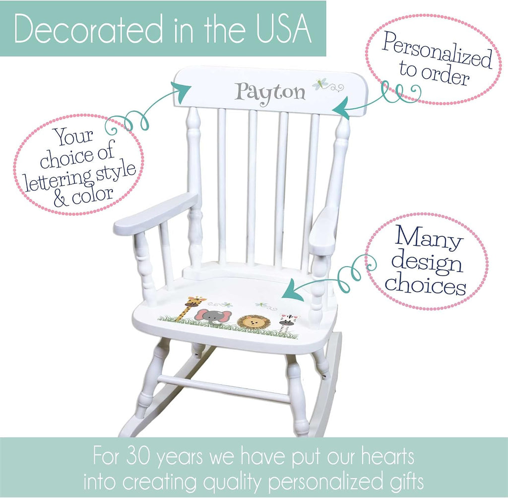 My Bambino Personalized Boys with Name only Natural Wooden Rocking Chair | Baby Shower & Birthday Gift
