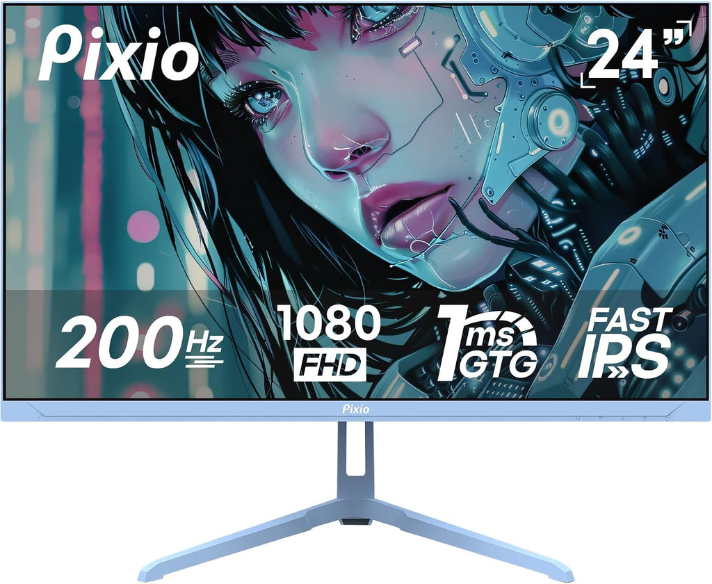 Pixio PX248 Wave Blue 24 inch 200Hz Refresh Rate FHD 1080p Resolution Fast IPS Panel 1ms GTG Response Time Built-in Speakers Gaming Monitor with Adaptive Sync