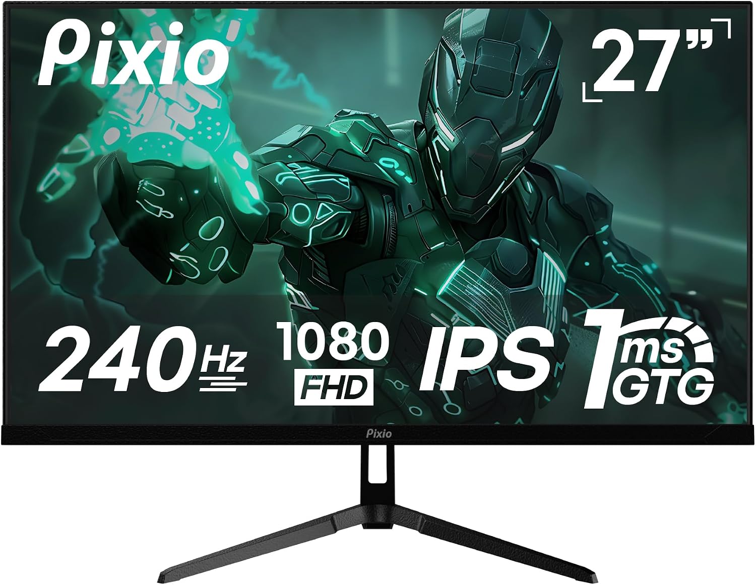 Pixio PX279 Wave 27 inch 240Hz Refresh Rate FHD 1080p Resolution Fast IPS Panel 1ms GTG Response Time Gaming Monitor with Adaptive Sync