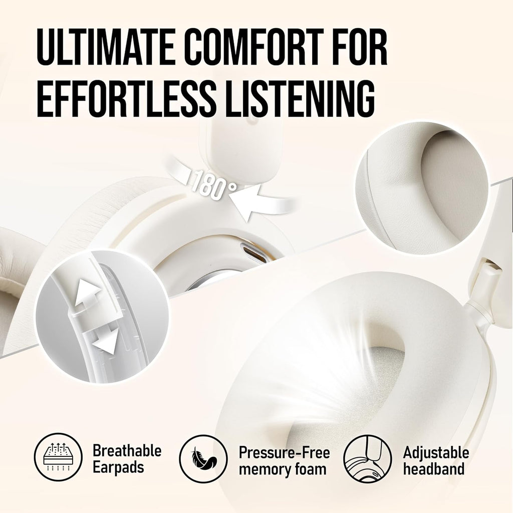 OXS Storm A2 Wireless Gaming Headset, Active Noise Cancellation, Over Ear Headphone with Mic, Bluetooth 5.4 & 2.4GHz Low Latency, Dual EQ Modes, 70H Playtime, for PC, Switch, PS4, PS5, Mobile, White