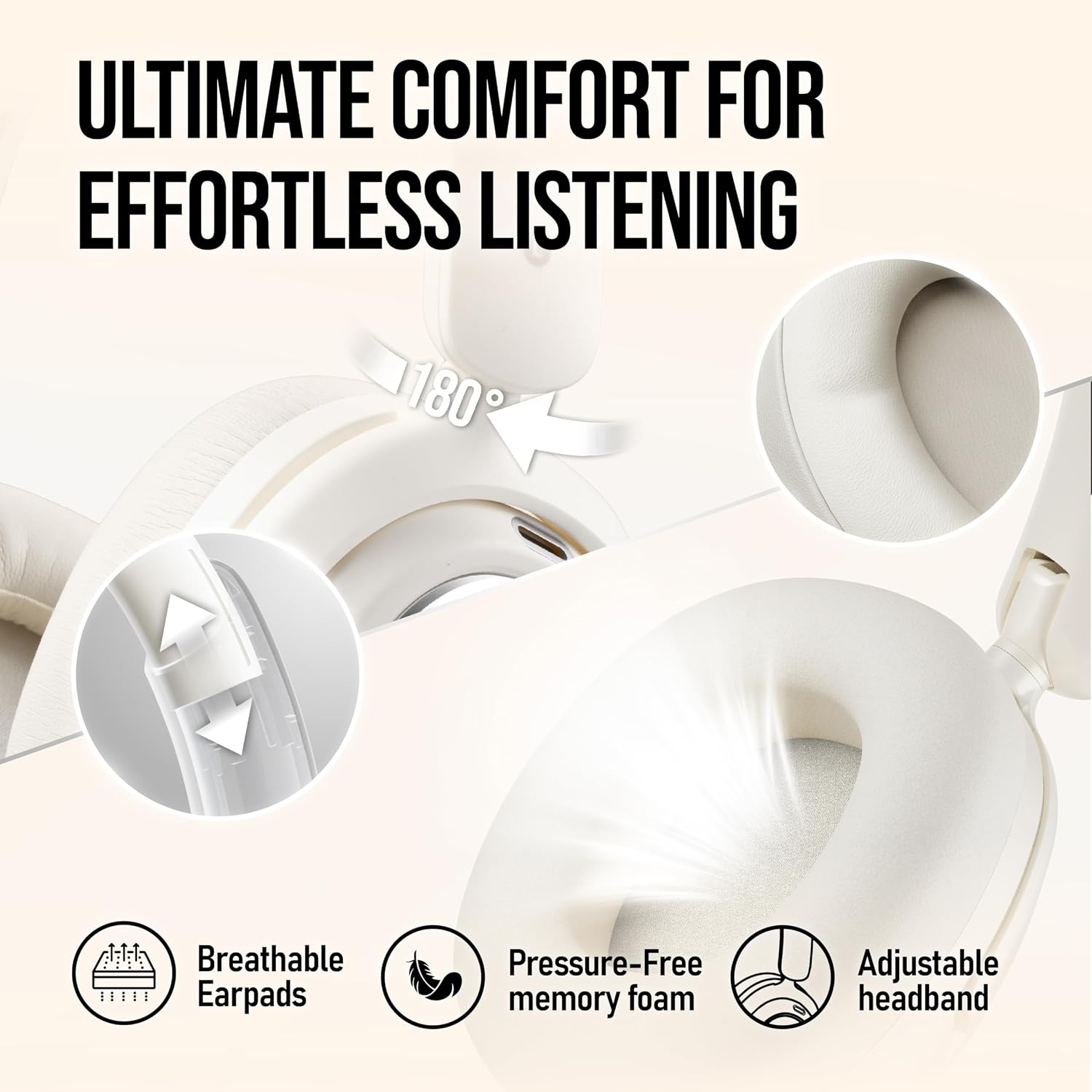 OXS Storm A2 Wireless Gaming Headset, Active Noise Cancellation, Over Ear Headphone with Mic, Bluetooth 5.4 & 2.4GHz Low Latency, Dual EQ Modes, 70H Playtime, for PC, Switch, PS4, PS5, Mobile, White