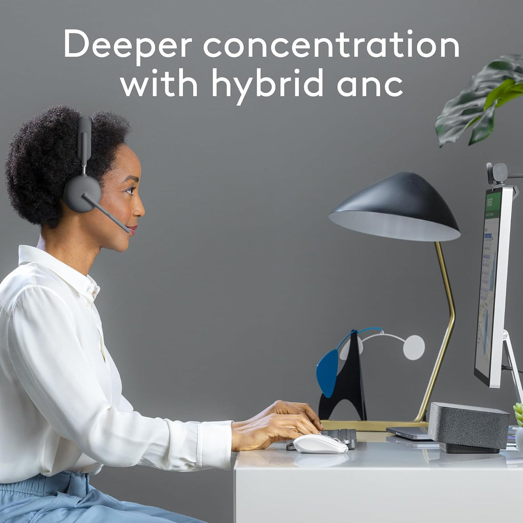Logitech Zone Wireless 2 Premium Noise Canceling Headset with Hybrid ANC, Certified for Microsoft Teams Over Native Bluetooth and Fast Pair, Engineered for Intel Evo laptops, Graphite