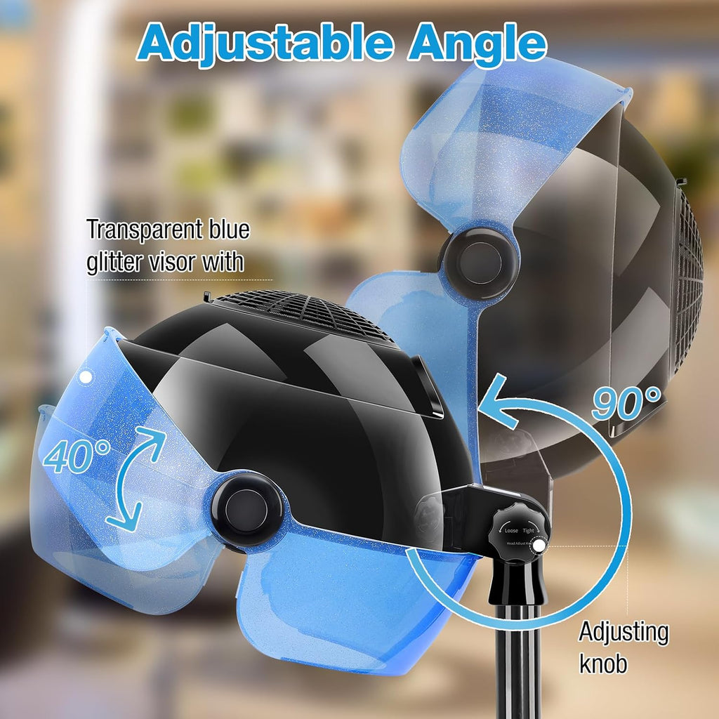 Hooded Hair Dryer, 1500W Standing Hair Dryer with Time Settings, Touch Controls and 3 Temperature Modes, Height Adjustable Ionic Hooded Dryer, Professional Hooded Dryer for Home or Salon Use