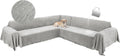 1OO% Waterproof Corner Sectional Couch Covers L Shape Chenille Sectional Sofa Cover with Tassel Soft Thick Washable Sofa Slipcover Furniture Protector for Dogs Pets (91' x 252', Air Grey)