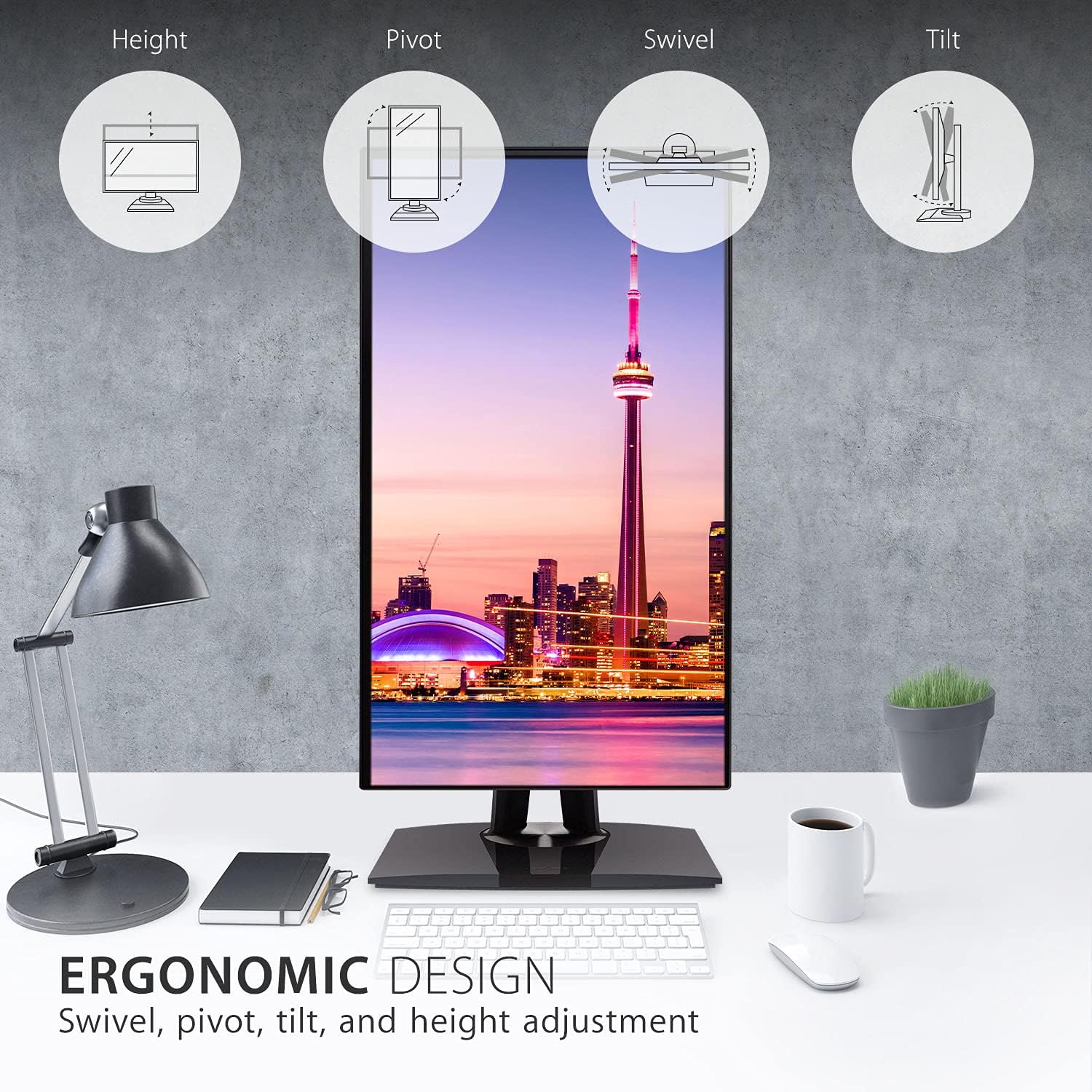 ViewSonic VP2468A 24 Inch 1080p ColorPro Monitor, IPS Display with 100% sRGB and Pantone Validated for Professional Photo Editing, Advanced Ergonomics, 65W USB-C, RJ45, HDMI, and DisplayPort