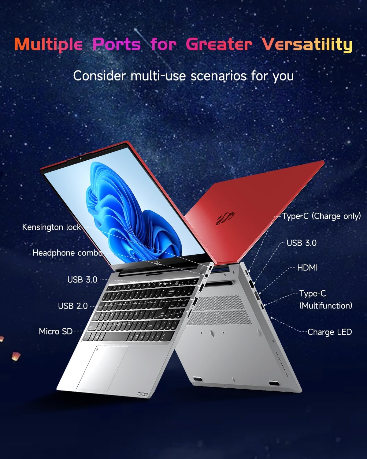 NIMO 15.6' IPS FHD-Laptop, Intel Pentium Quad Core N100 8GB RAM 256GB SSD (Beat i3-1115G4, Up to 3.4GHz) Computer with Backlit Keyboard Fingerprint Type-C WiFi 6 BT5.2, for Student and Home