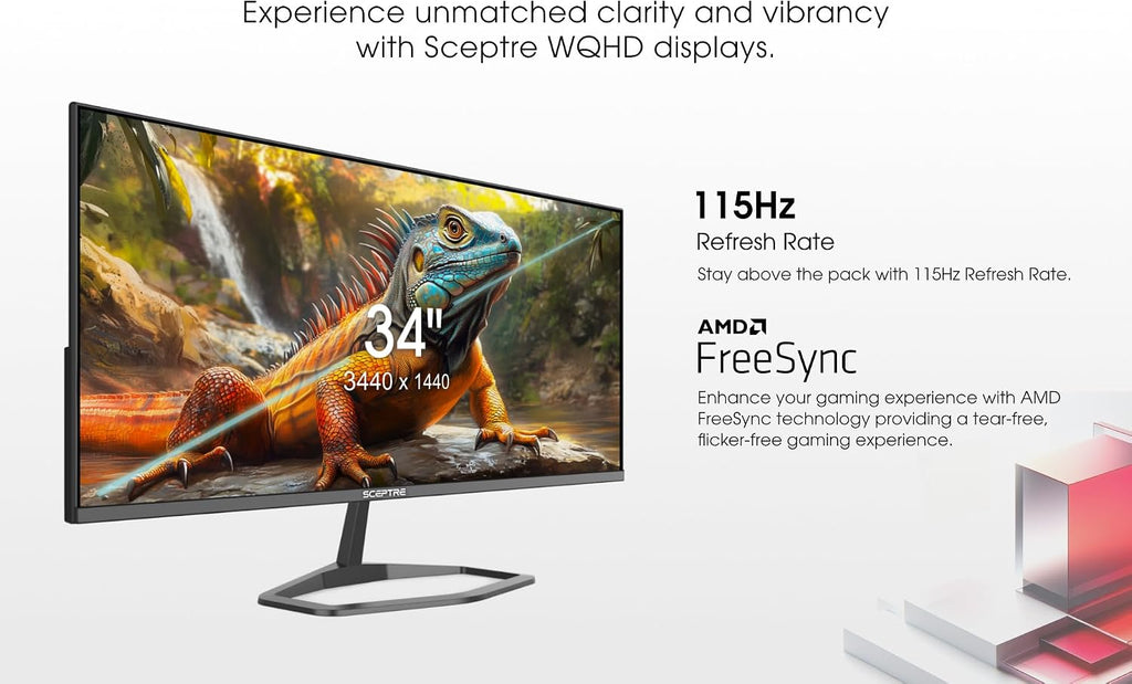 New Prime 34-inch IPS Monitor 3440 x 1440 UltraWide QHD up to 115Hz Build-in Speakers, Machine Black 2026 (E345W Series)