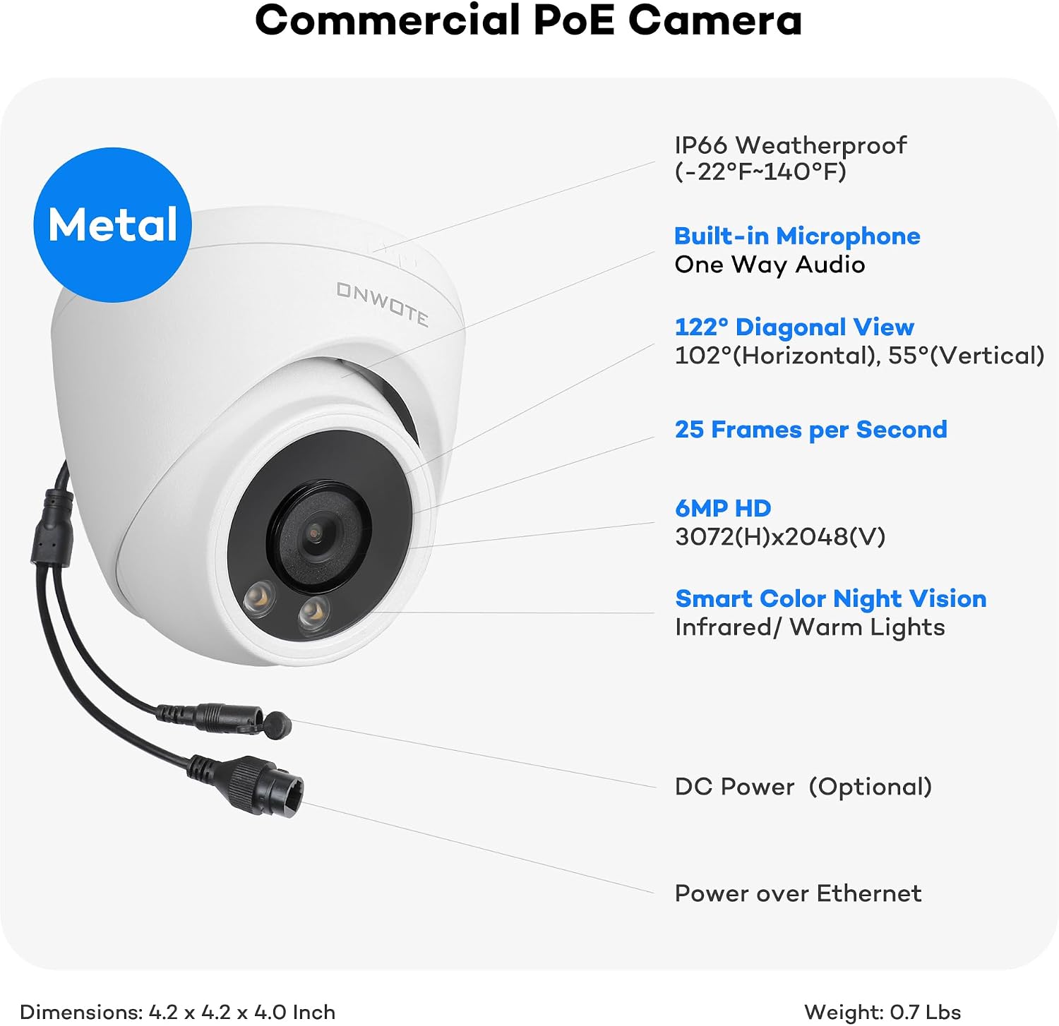 ONWOTE 8 Channel NVR PoE Security Camera System, 4X 6MP Wired Outdoor IP Cameras, AI Human Vehicle Detection Tigger Color Night Vision, 122° FoV, 8CH 4K 8MP NVR 2TB, CCTV Kit for Home Businesses