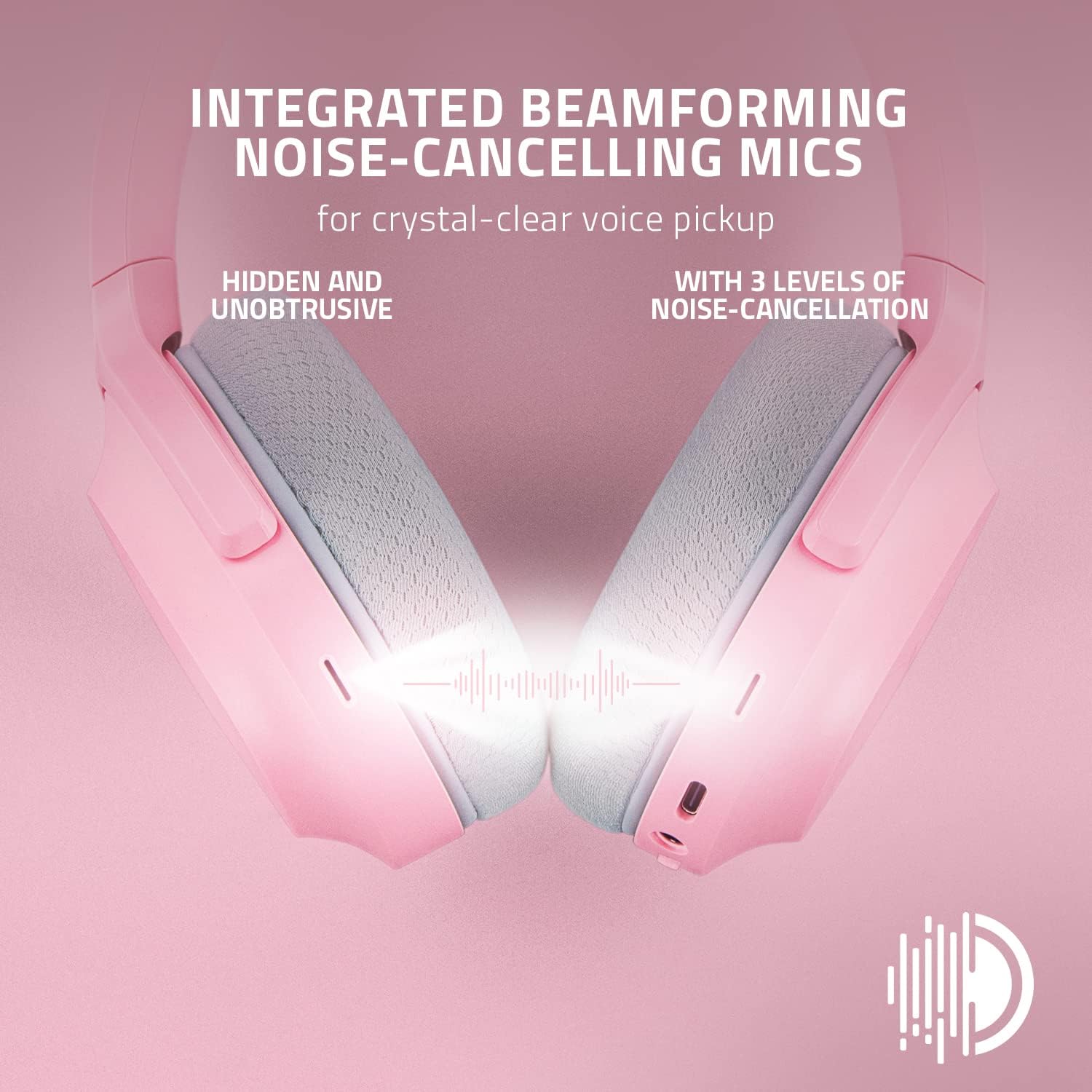 Razer Barracuda Wireless Gaming & Mobile Headset (PC, Playstation, Switch, Android, iOS): 2.4GHz Wireless + Bluetooth - Integrated Noise-Cancelling Mic - 50mm Drivers - Quartz Pink (Renewed)